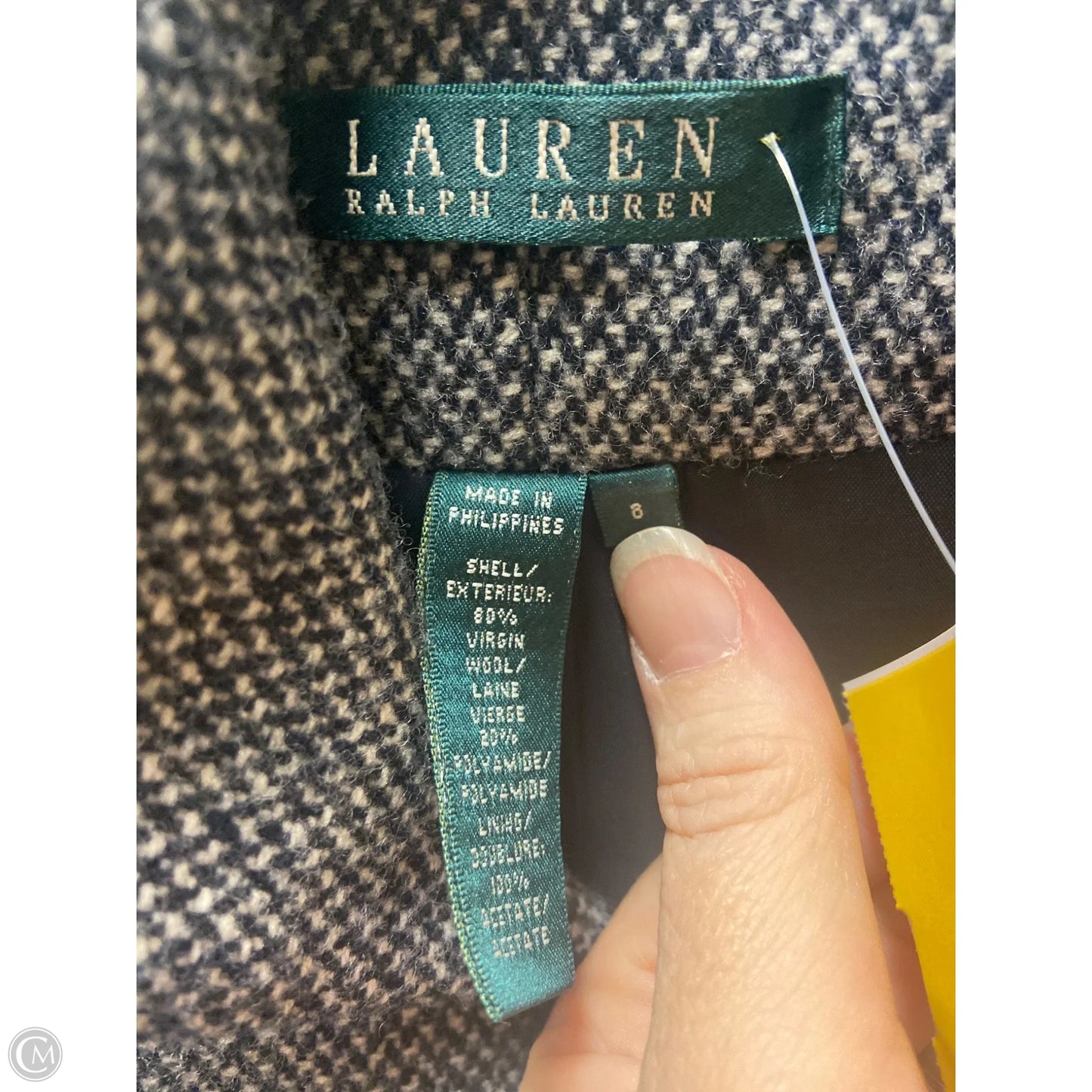 Skirt Suit 2pc By Ralph Lauren In Blue & White, Size: M