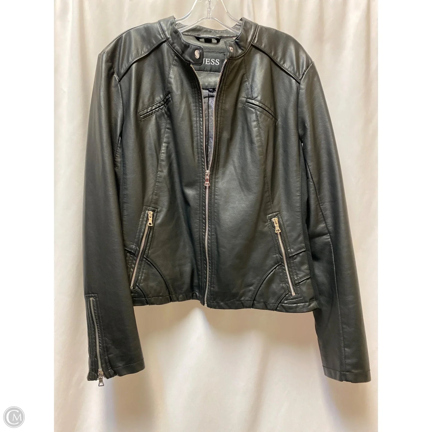 Jacket Leather By Guess In Black, Size: Xxl