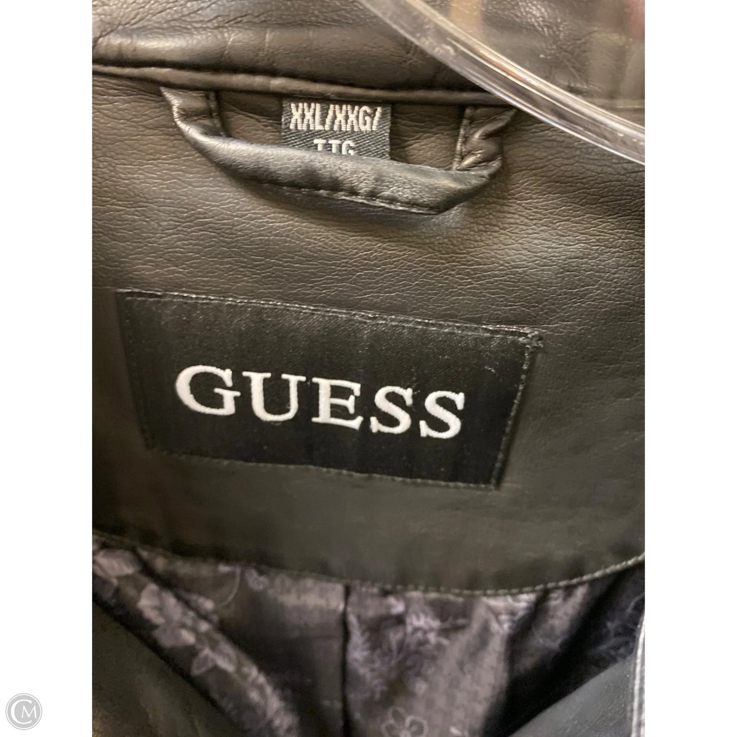 Jacket Leather By Guess In Black, Size: Xxl