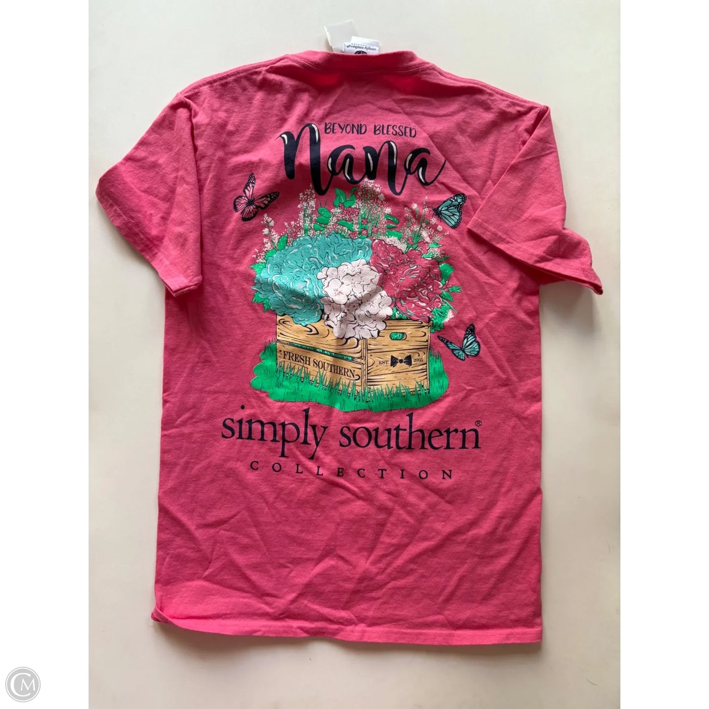 Top Short Sleeve By Simply Southern In Pink, Size: S