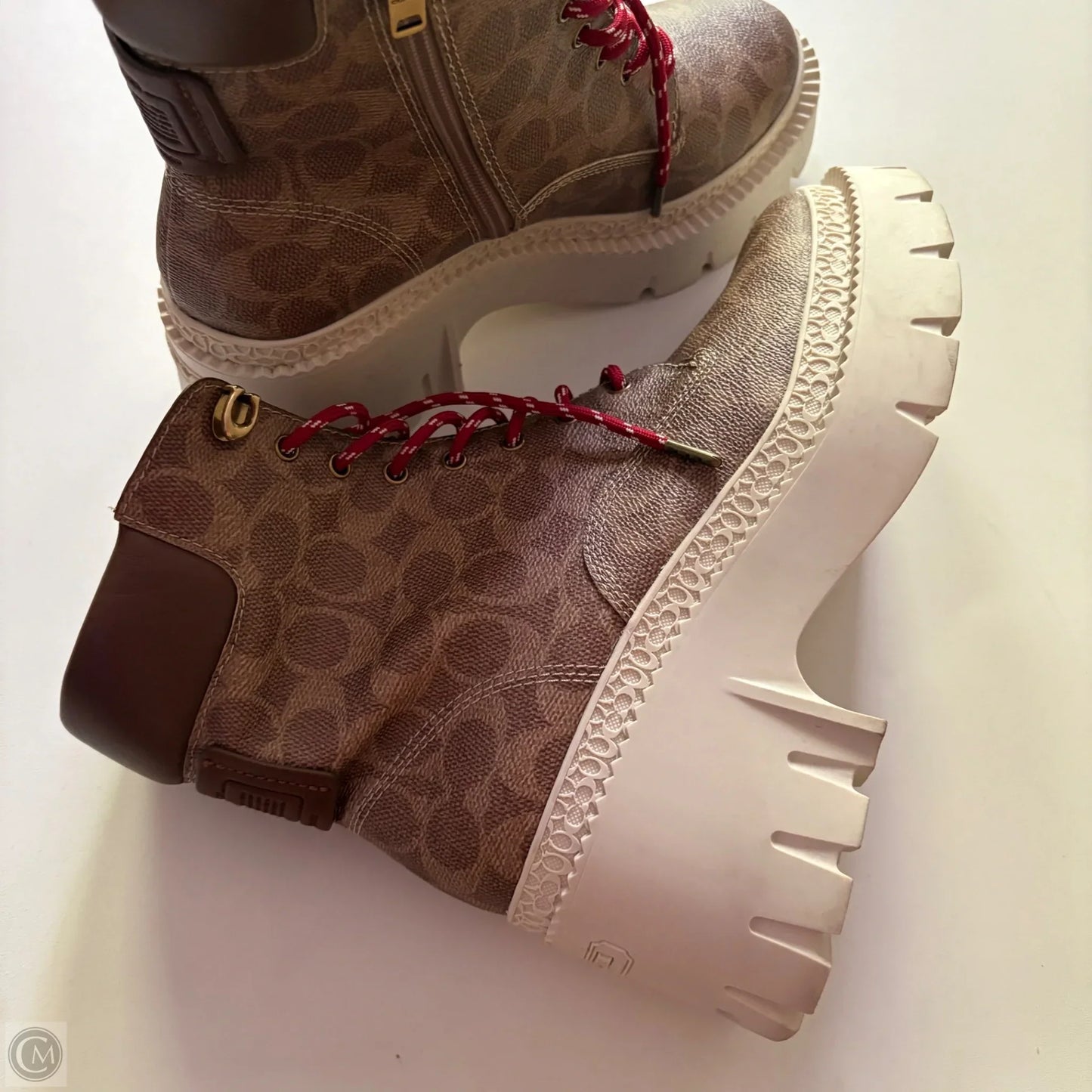 Boots Designer By Coach In Brown, Size: 9.5