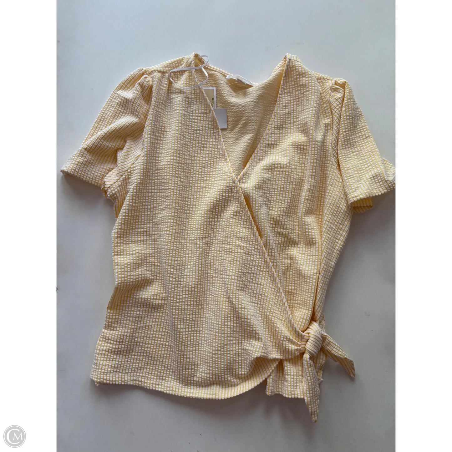 Top Short Sleeve Designer By Michael Kors In Striped Pattern, Size: L