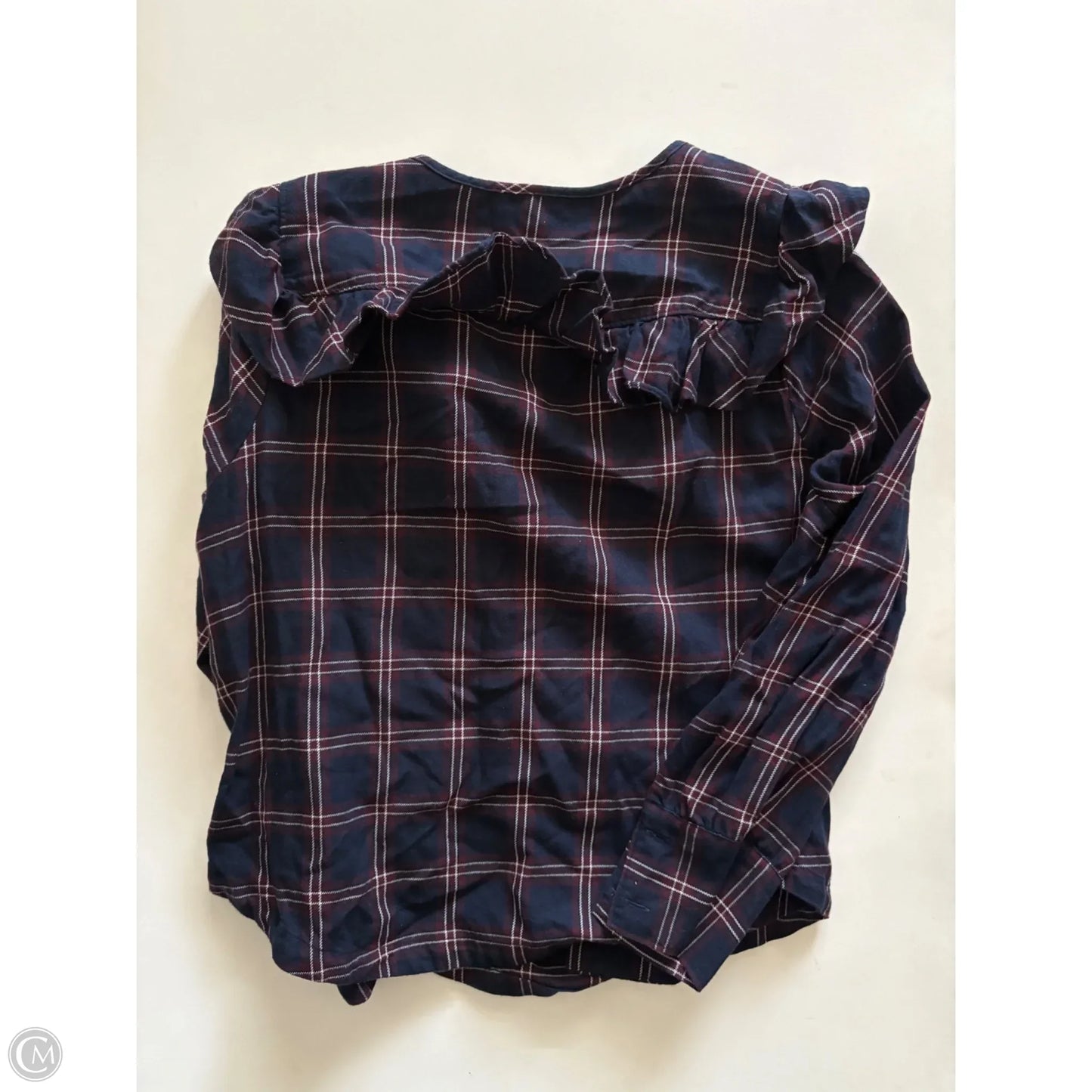 Top Long Sleeve By Madewell In Plaid Pattern, Size: L