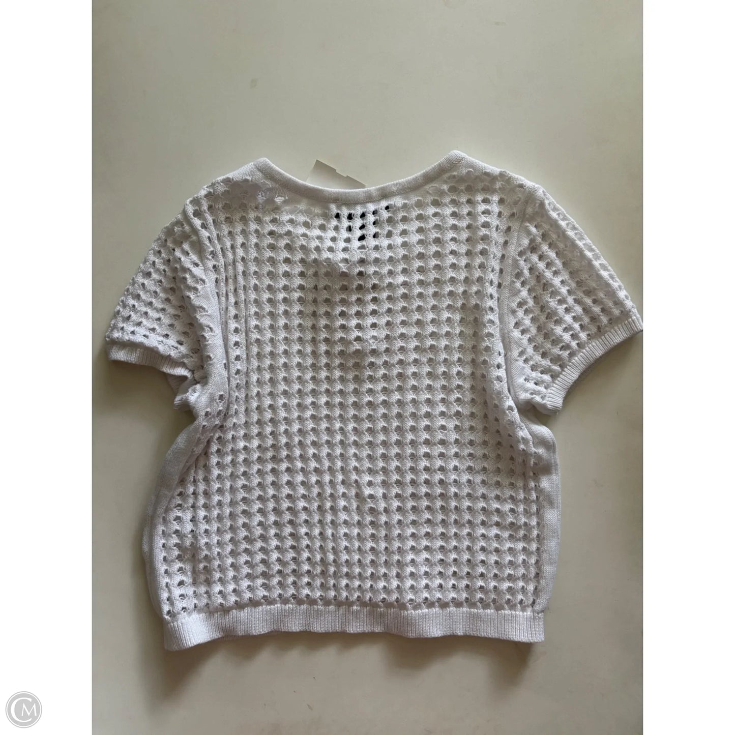 Blouse Short Sleeve By Dkny In White, Size: L