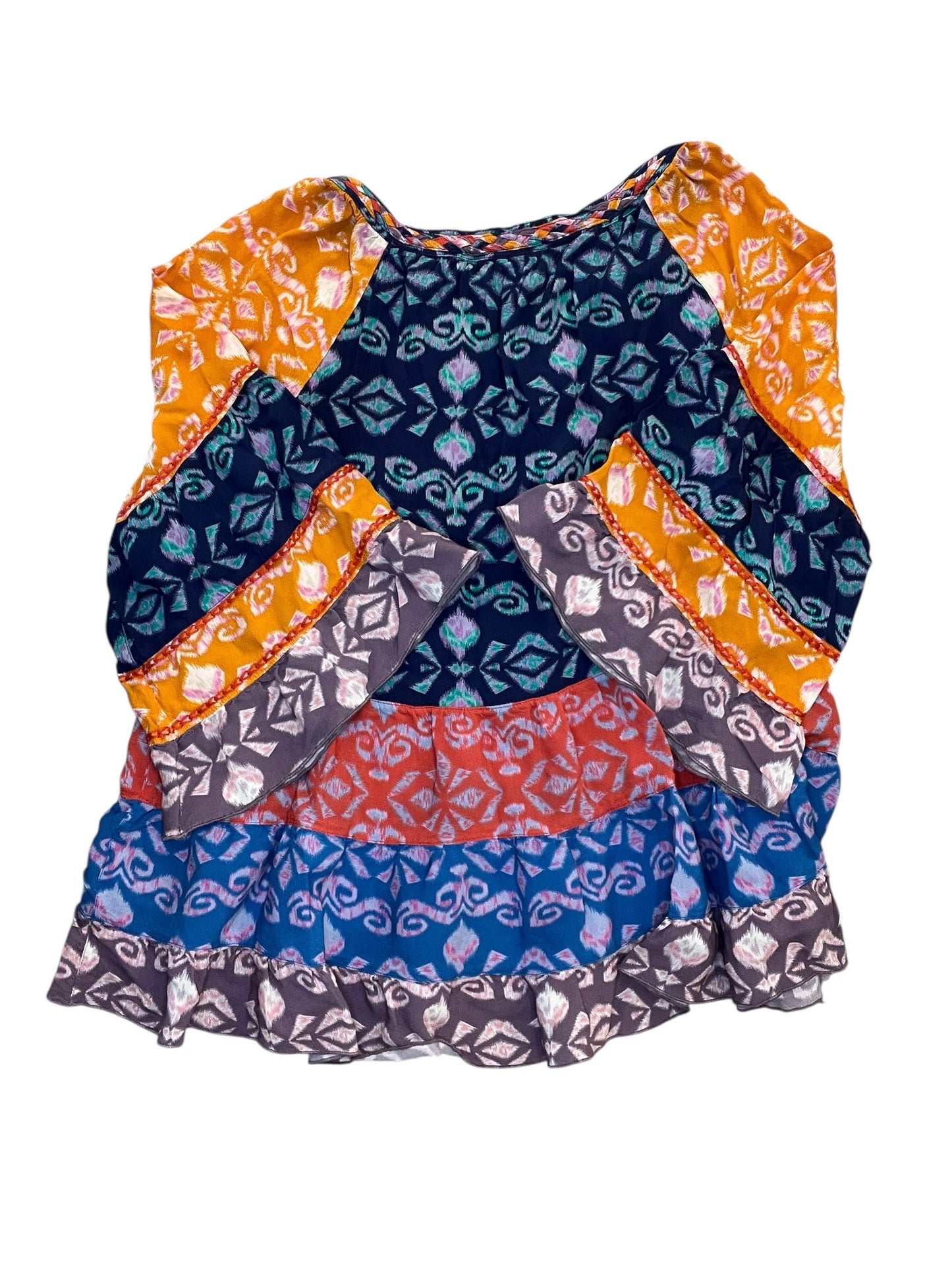 Blouse Ls By John Mark In Blue & Orange, Size:Xl