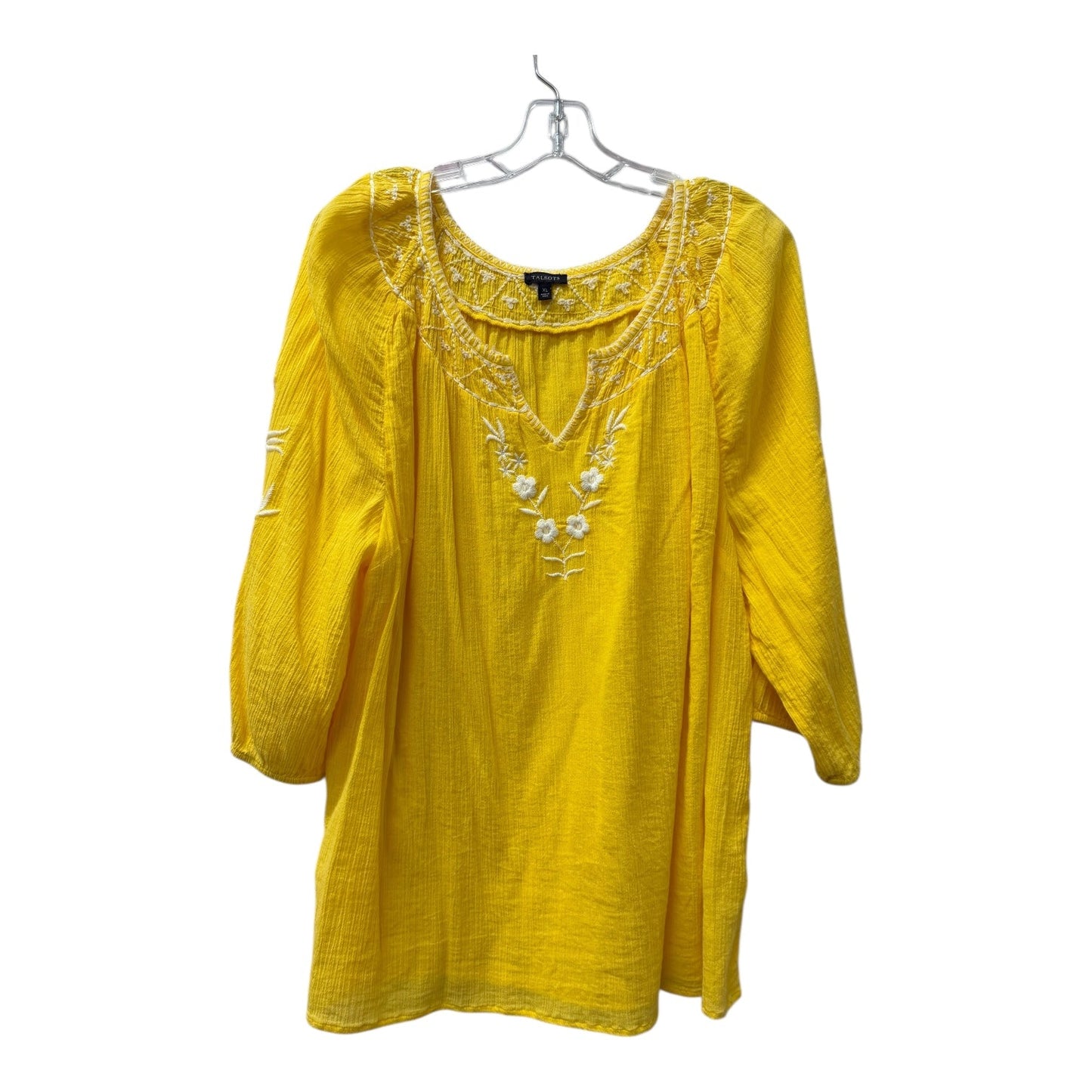 Top 3/4 Sleeve By Talbots In Yellow, Size:Xl