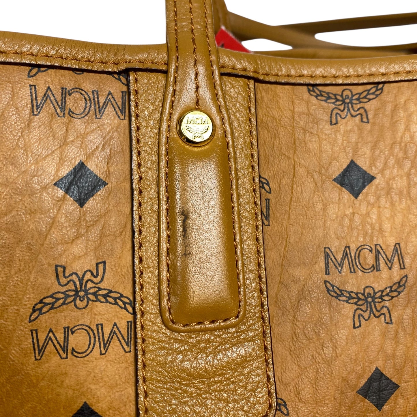 Tote Luxury Designer By Mcm In Brown, Size:Large