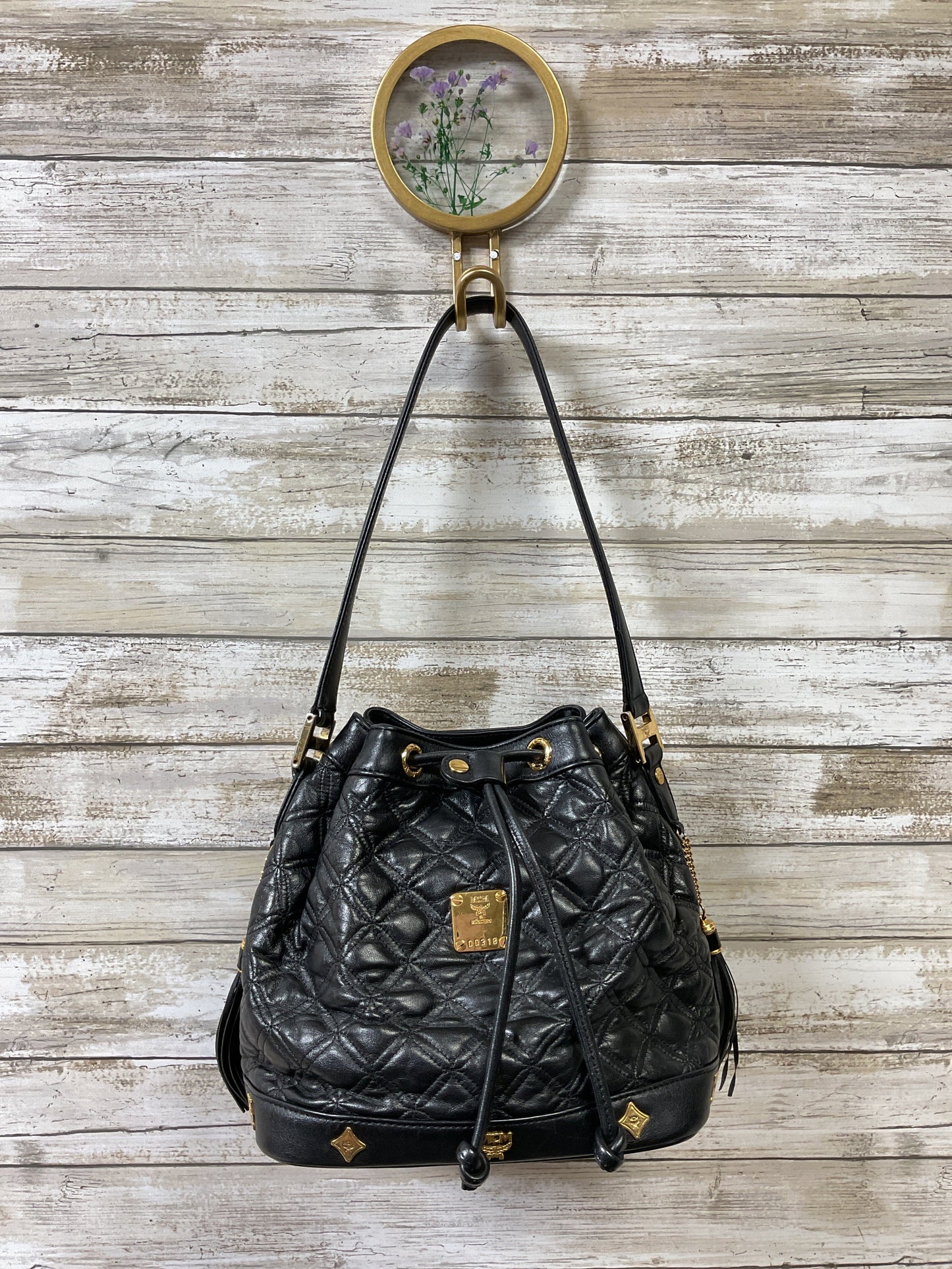 Handbag Luxury Designer By Mcm In Black, Size:Small