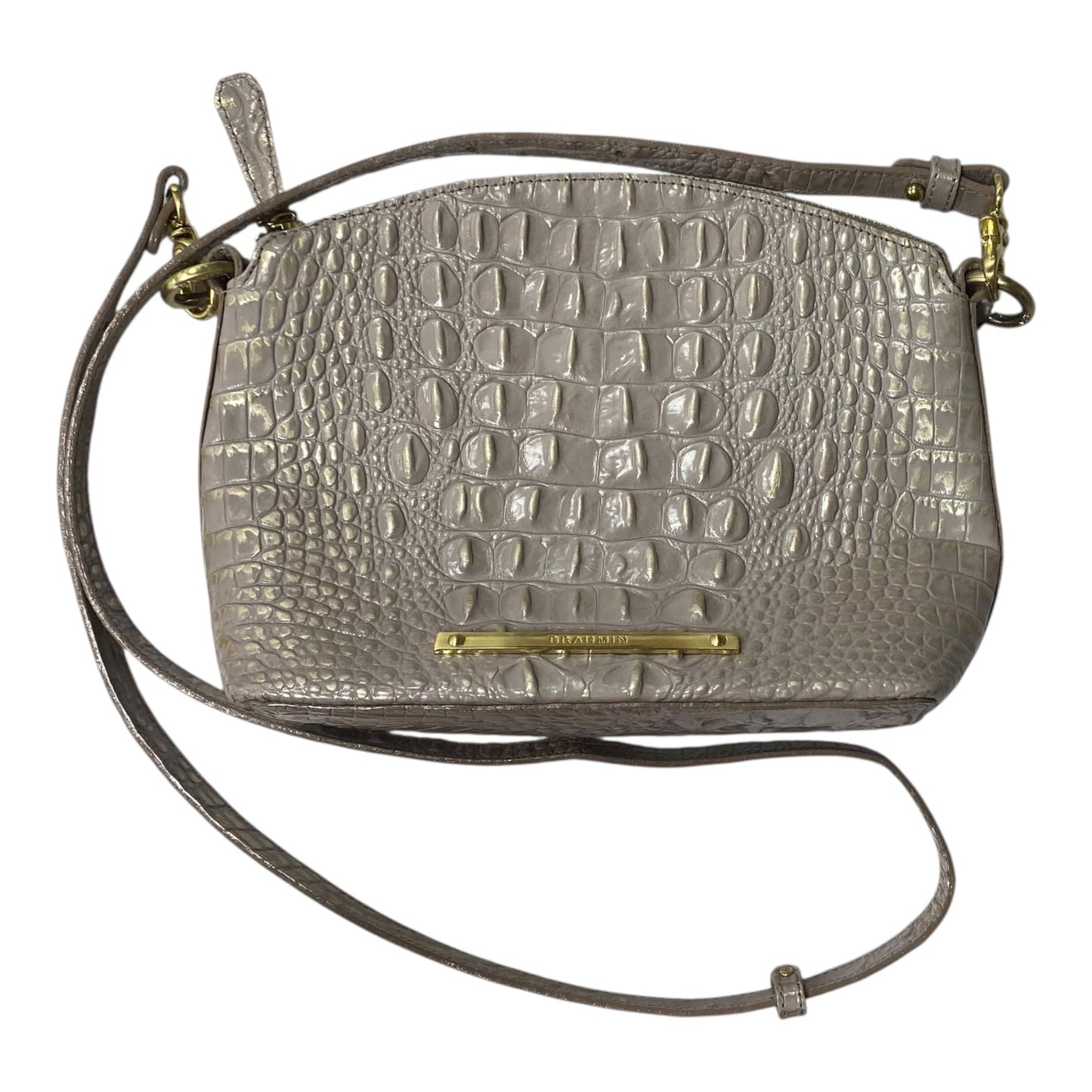 Crossbody Designer By Brahmin In Beige, Size:Small as is!