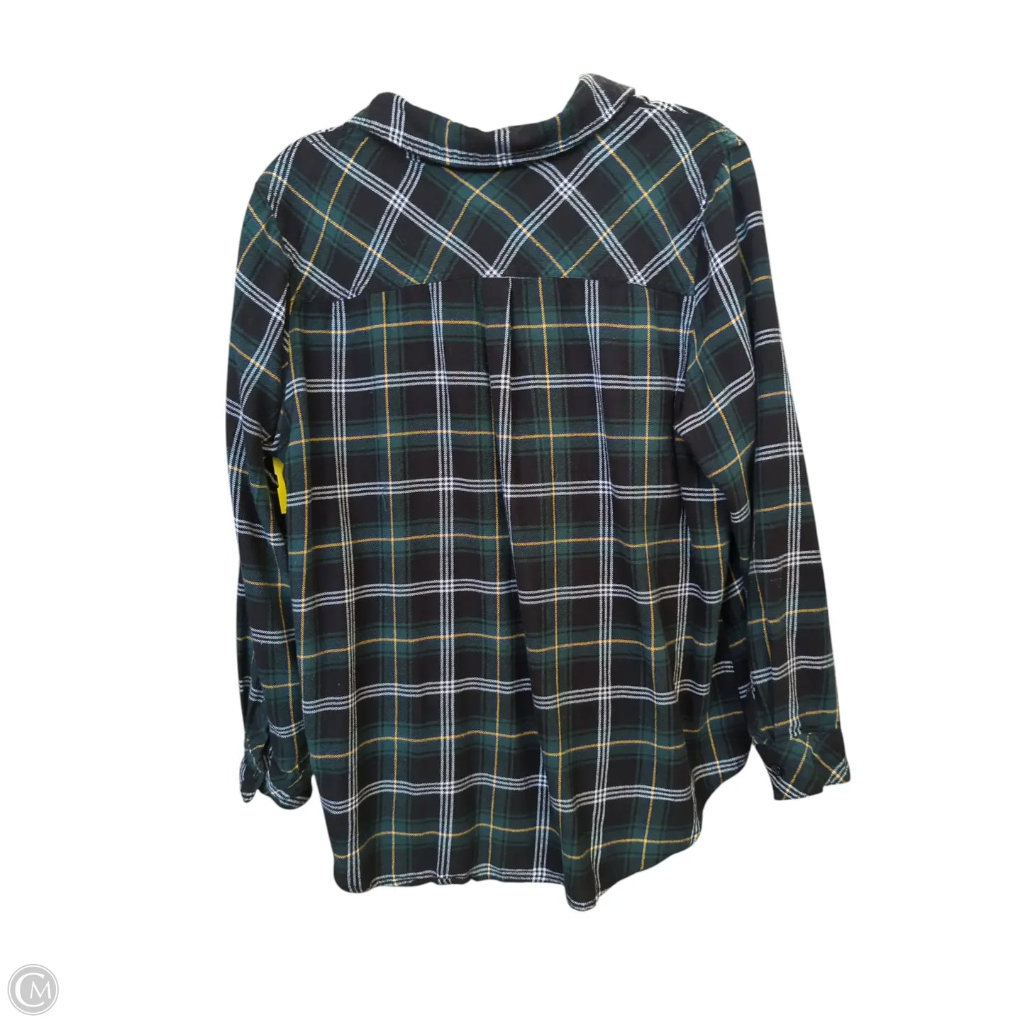 Blouse Long Sleeve By Well Worn In Plaid Pattern, Size: M
