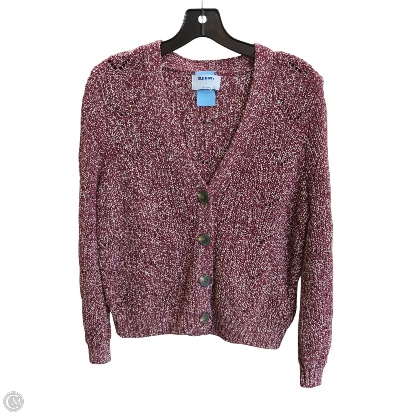 Sweater Cardigan By Old Navy In Red & White, Size: S