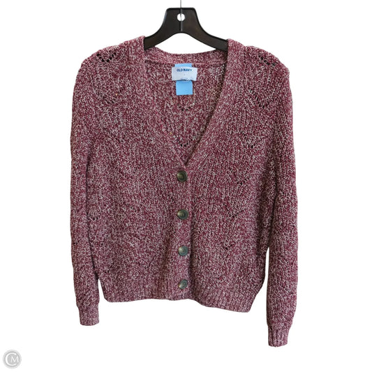 Sweater Cardigan By Old Navy In Red & White, Size: S