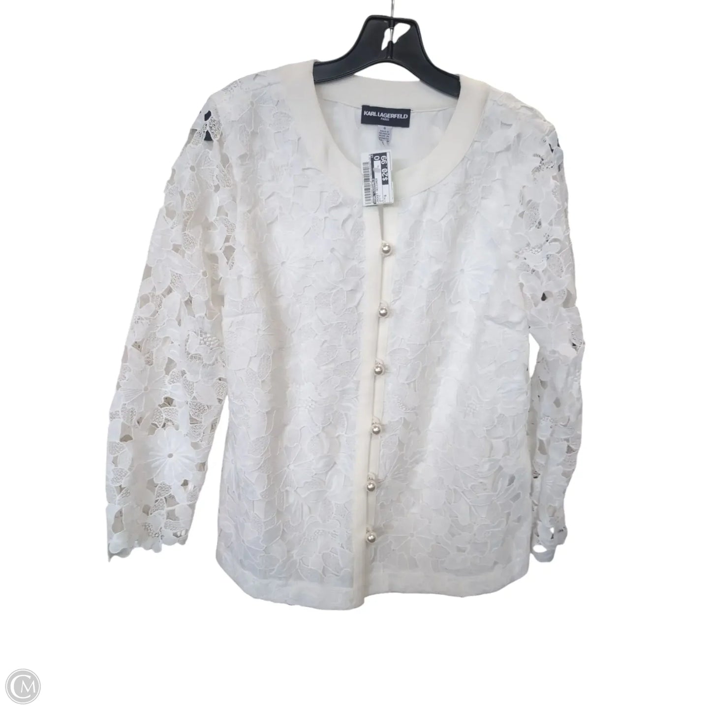Jacket Designer By Karl Lagerfeld In White, Size: 6