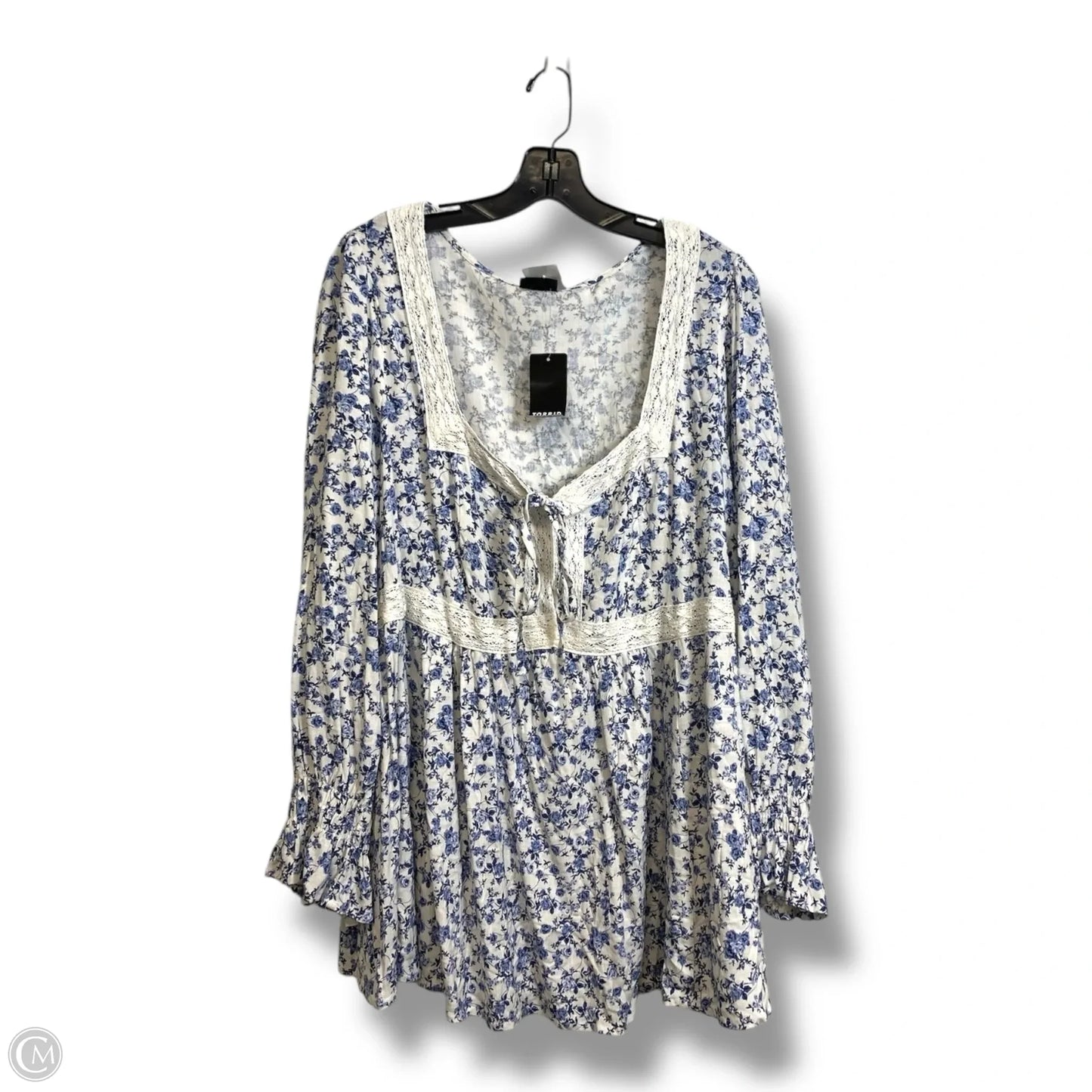 Top Long Sleeve By Torrid In Blue & White, Size: 3x