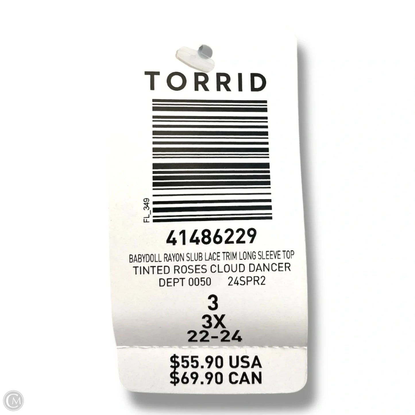 Top Long Sleeve By Torrid In Blue & White, Size: 3x