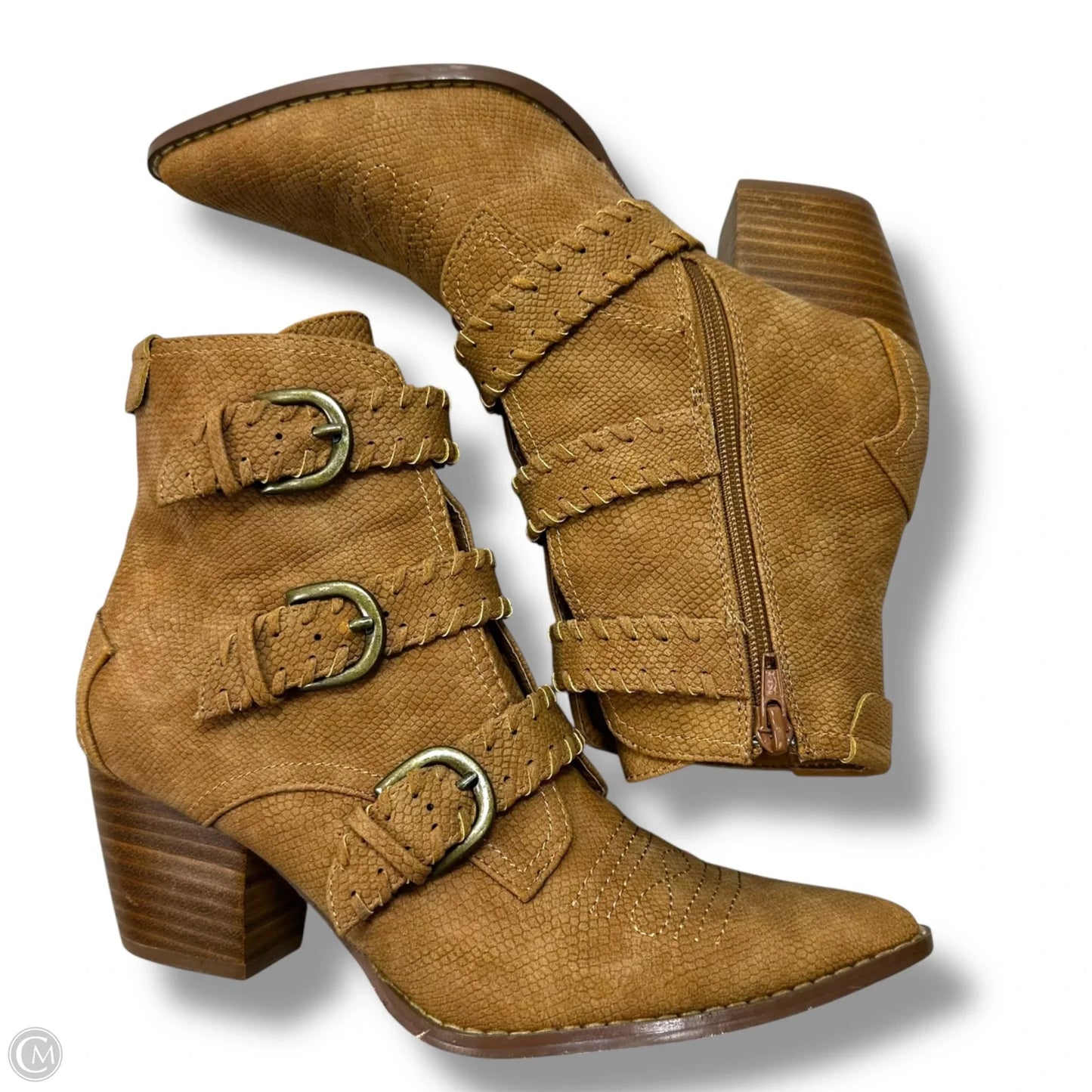 Boots Ankle Heels By Coconuts In Tan, Size: 7
