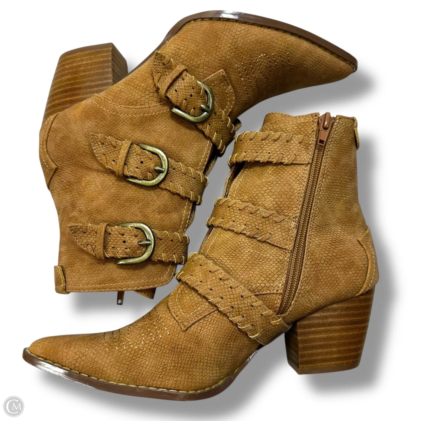 Boots Ankle Heels By Coconuts In Tan, Size: 7