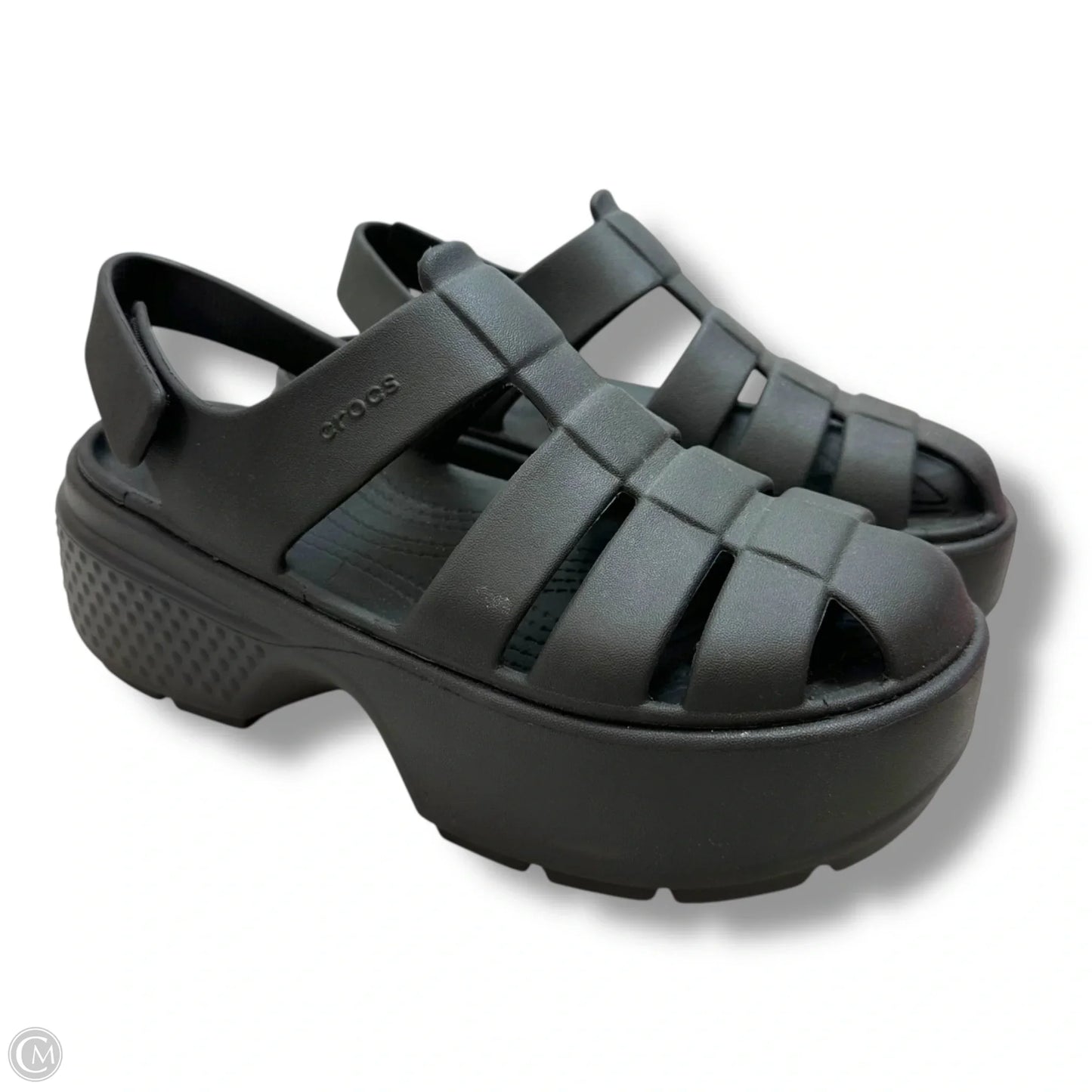 Sandals Heels Platform By Crocs In Black, Size: 9