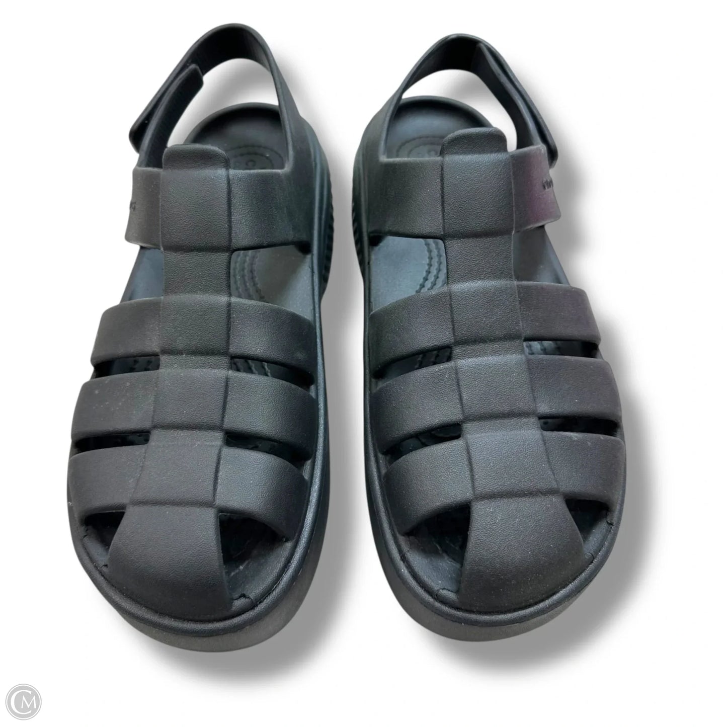 Sandals Heels Platform By Crocs In Black, Size: 9