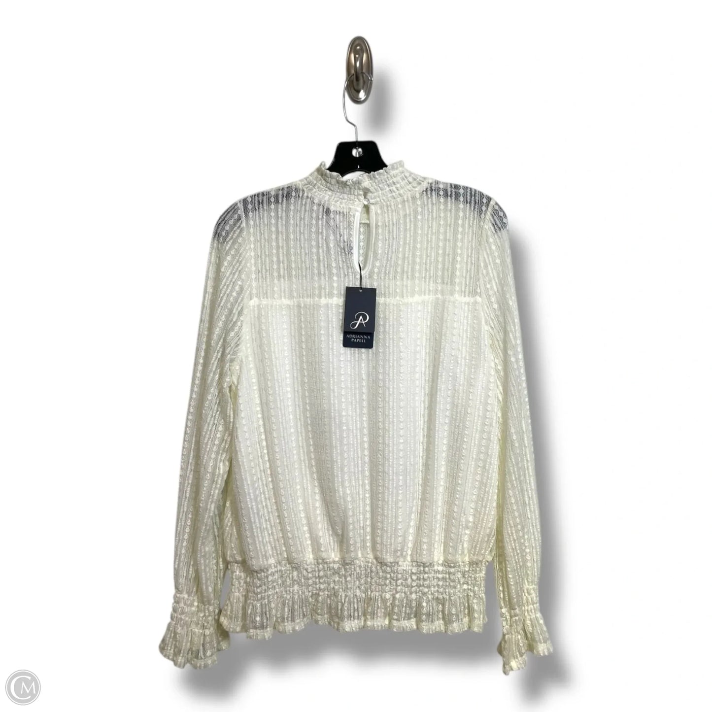 Top Long Sleeve By Adrianna Papell In White, Size: M