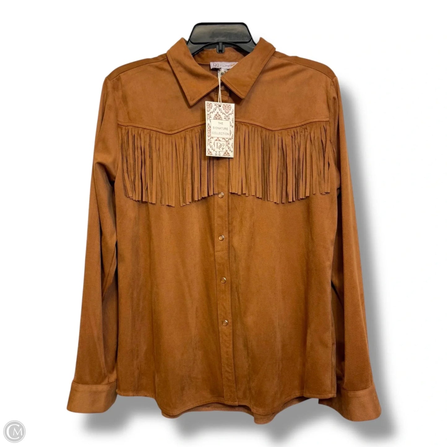 Top Long Sleeve By Dg2 In Tan, Size: L