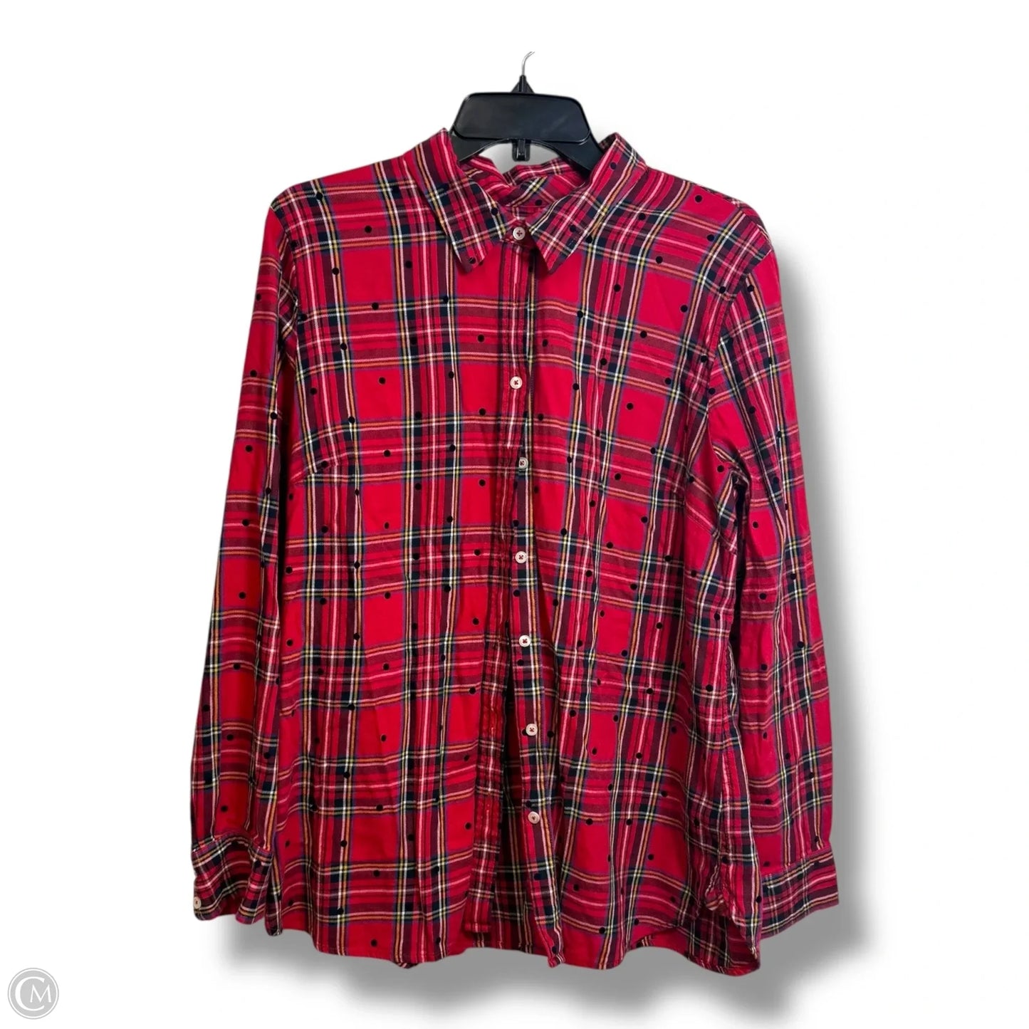 Top Long Sleeve By Talbots In Plaid Pattern, Size: Xl