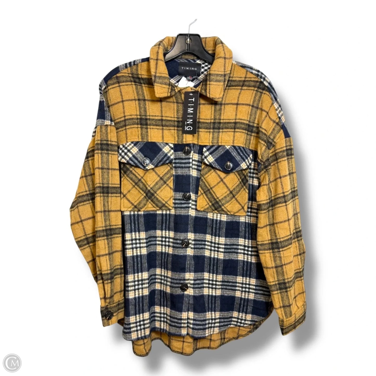 Jacket Shirt By Timing In Brown, Size: S