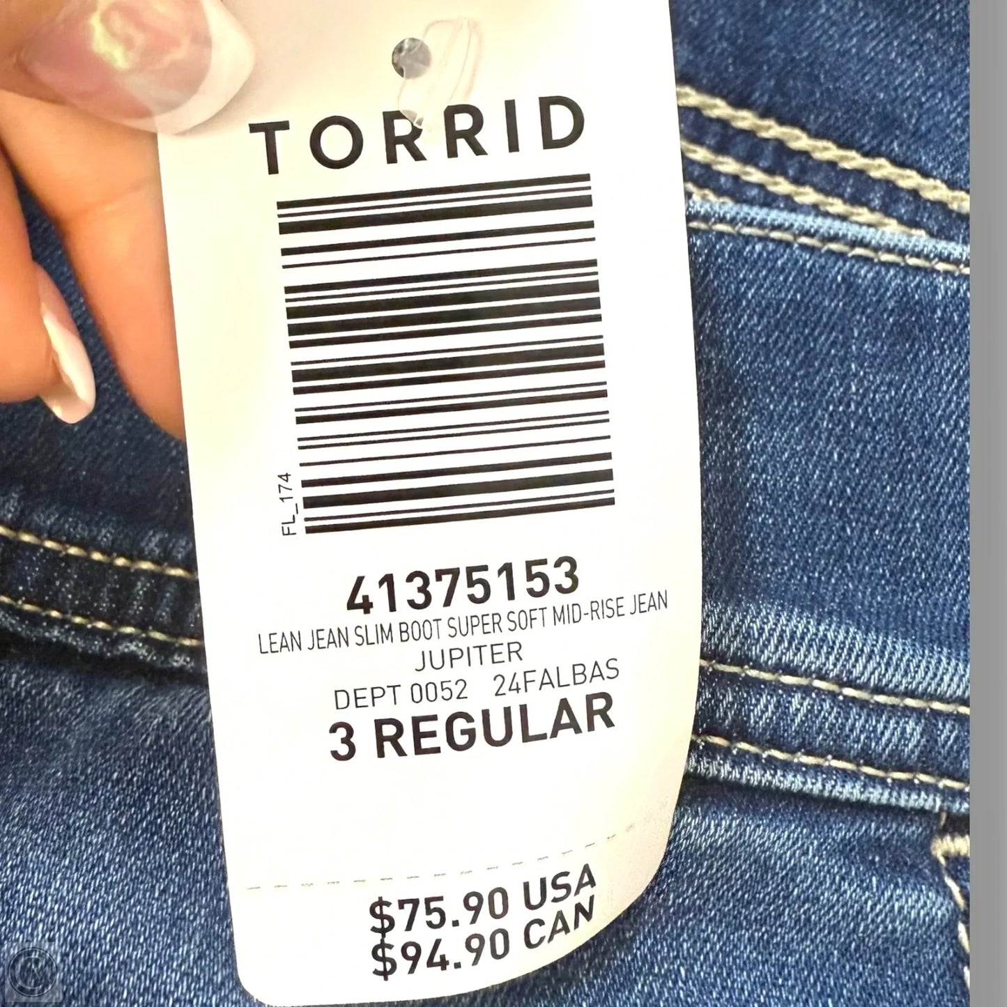 Jeans LEAN JEAN SLIM BOOT SUPER SOFT Cut By Torrid In Blue Denim, Size: 3x