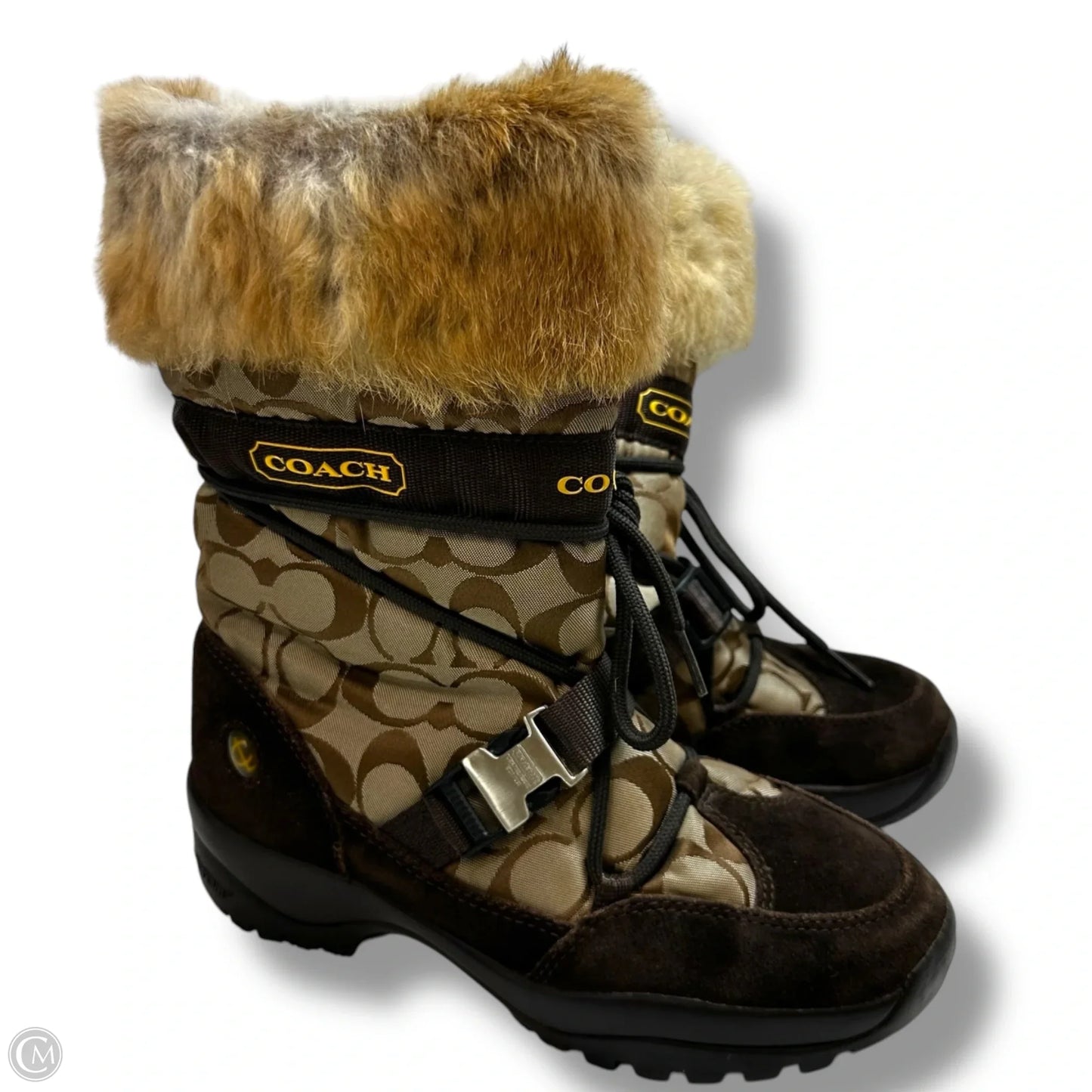 Boots Designer By Coach In Brown, Size: 7