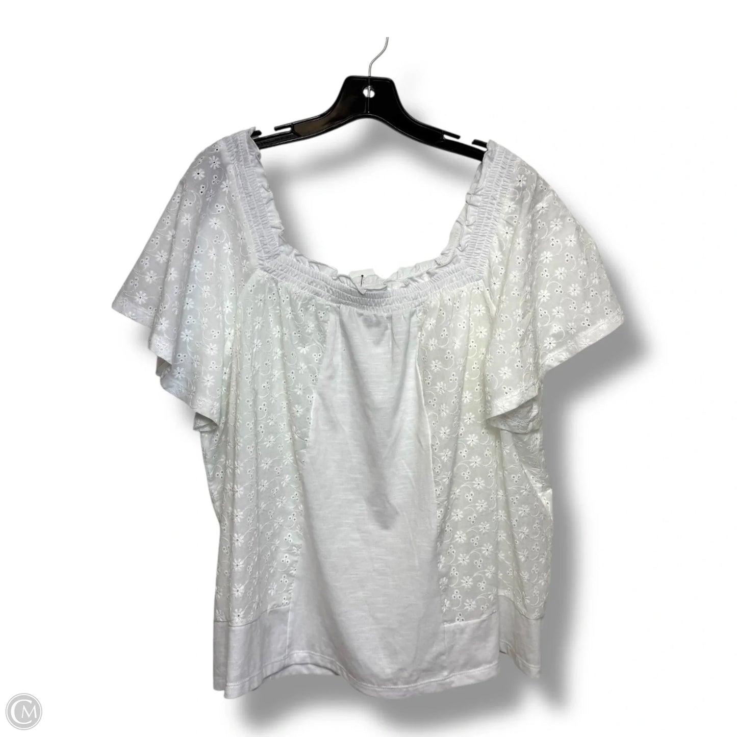 Top Short Sleeve By Lane Bryant In White, Size: Xl