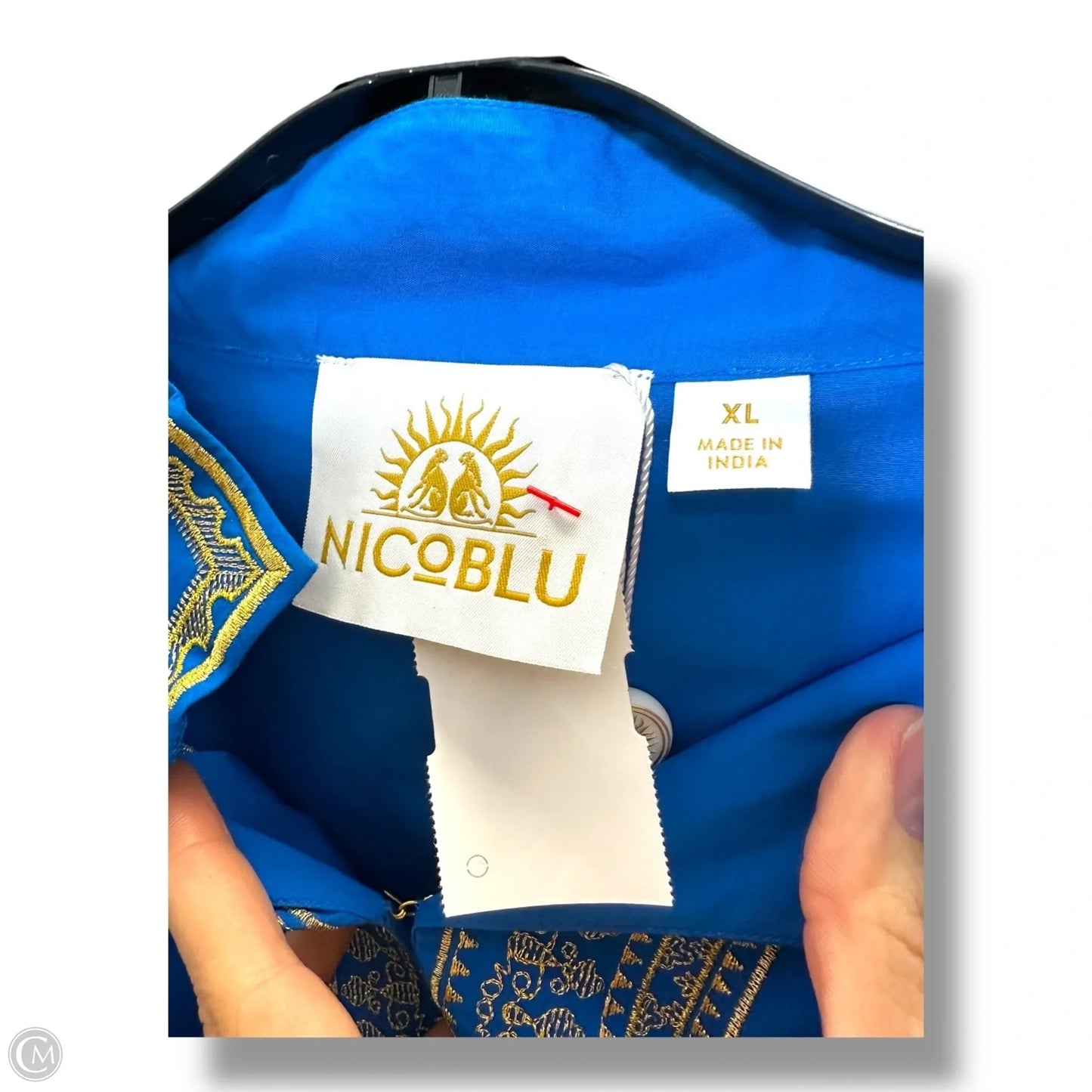 COTTON TUNIC Long Sleeve By NICOBLU In Blue, Size: Xl