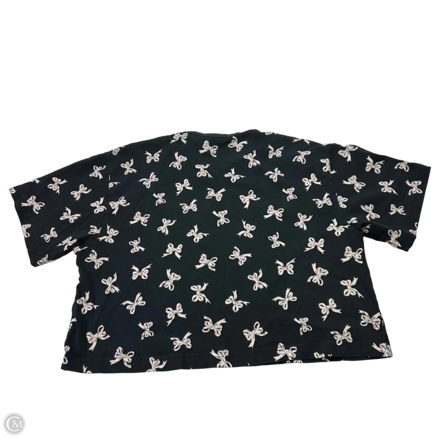 Cropped Top Short Sleeve Designer By Coach In Black & White, Size: M