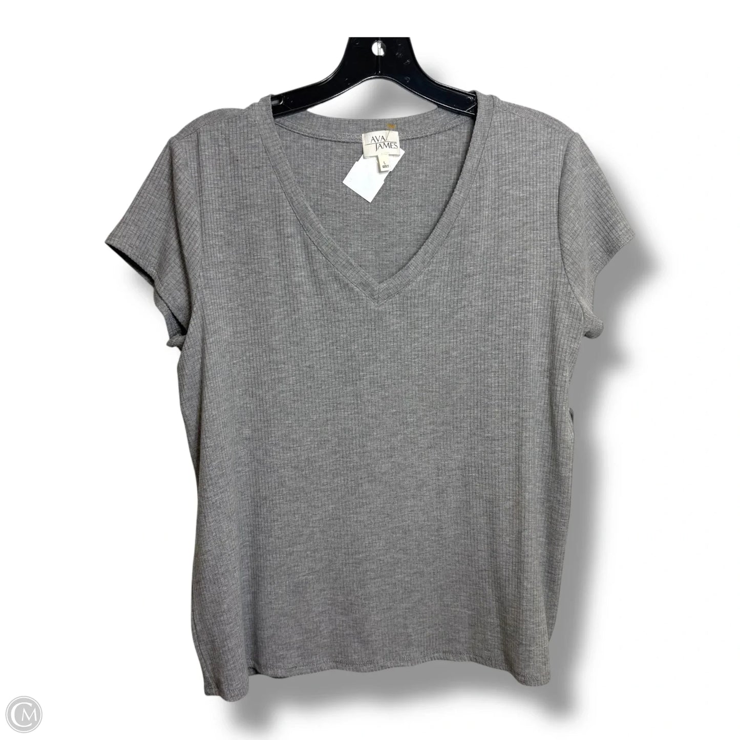 Top Short Sleeve By Ava James In Grey, Size: L