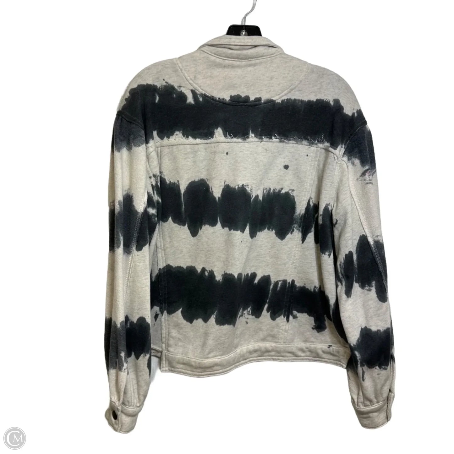 Jacket Shirt By Pol In Cream & Grey, Size: L