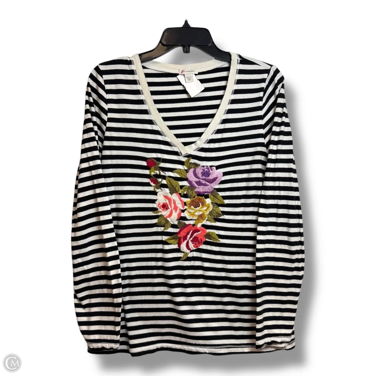 Top Long Sleeve By Boston Proper In Striped Pattern, Size: L