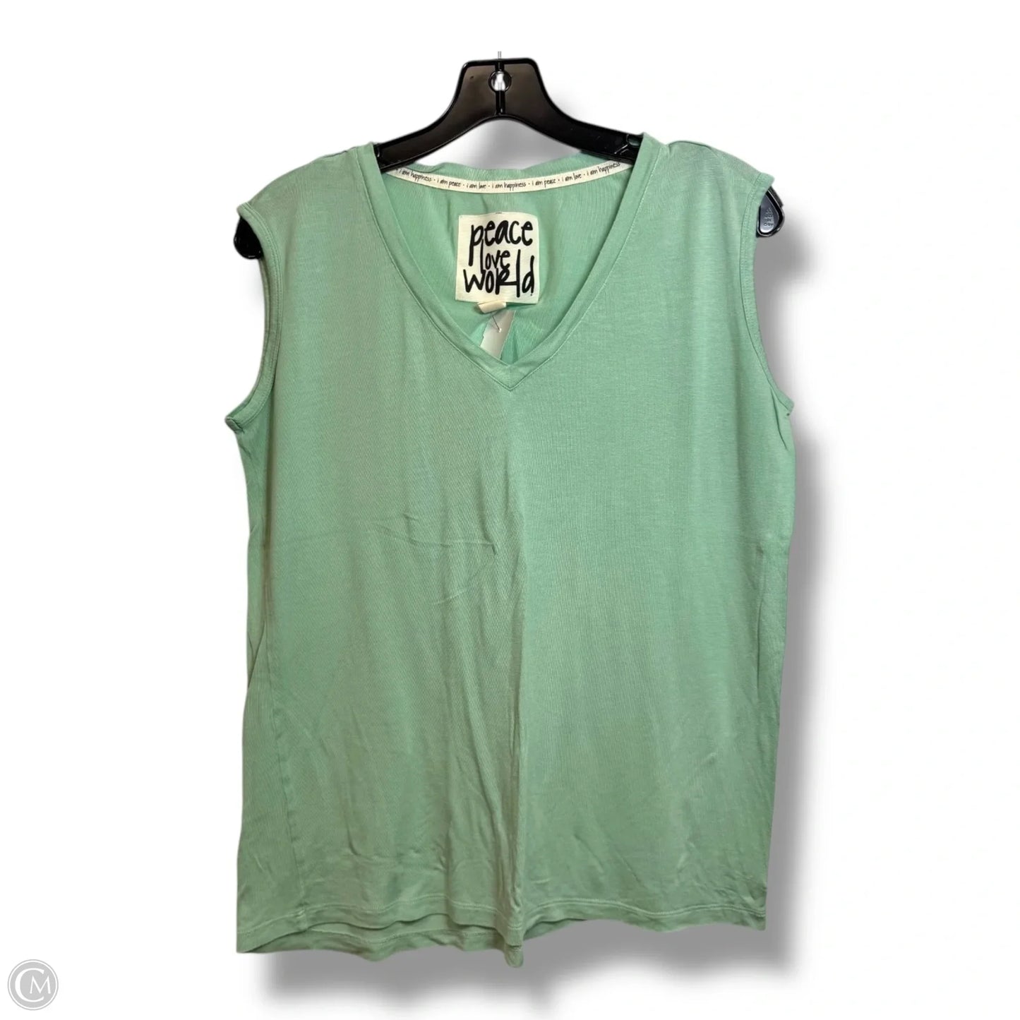 Top Sleeveless By Peace Love World In Green, Size: S