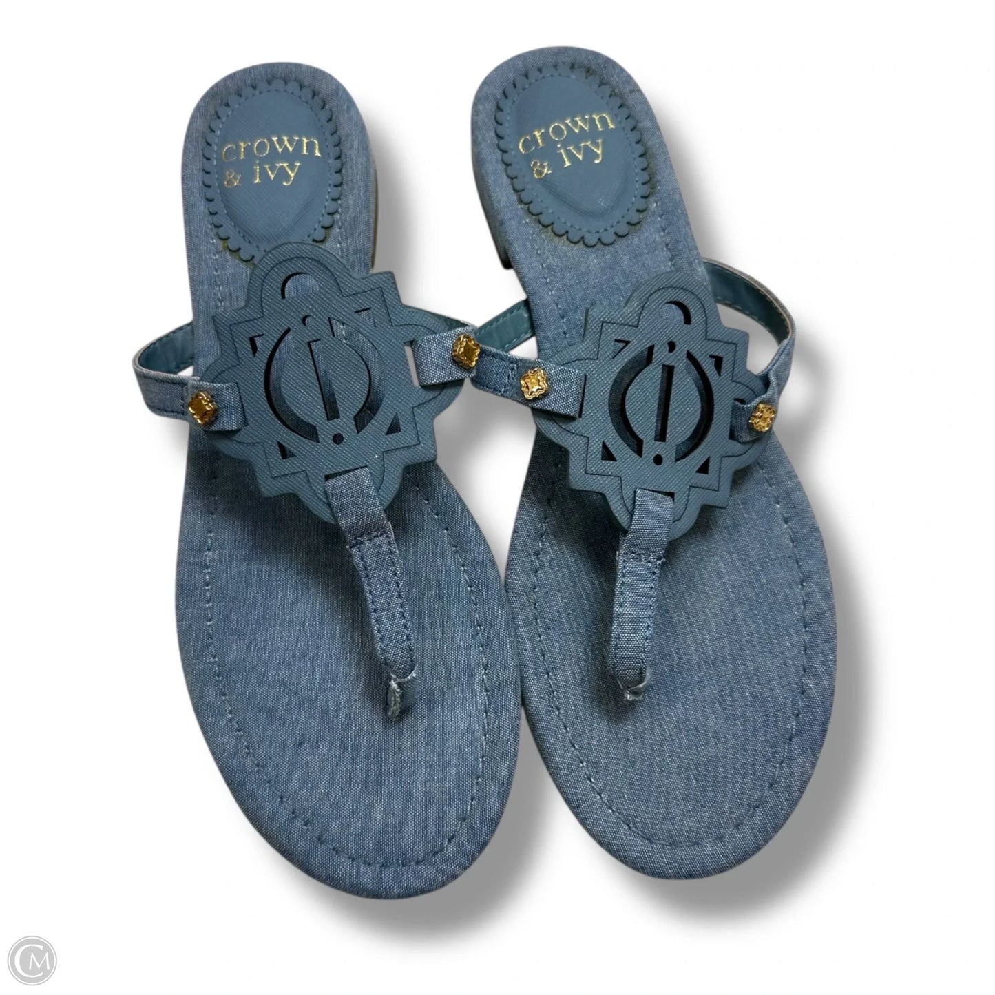 Sandals Flats By Crown And Ivy In Blue Denim, Size: 8.5