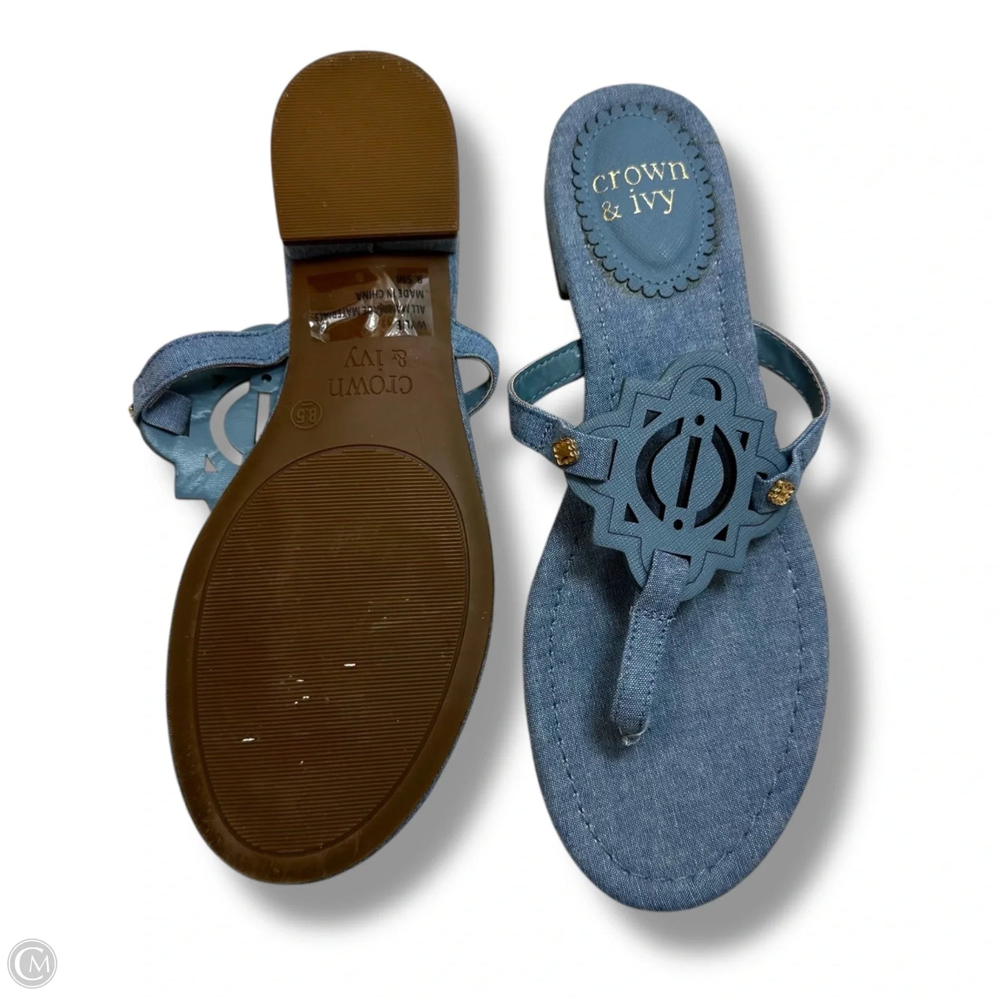 Sandals Flats By Crown And Ivy In Blue Denim, Size: 8.5