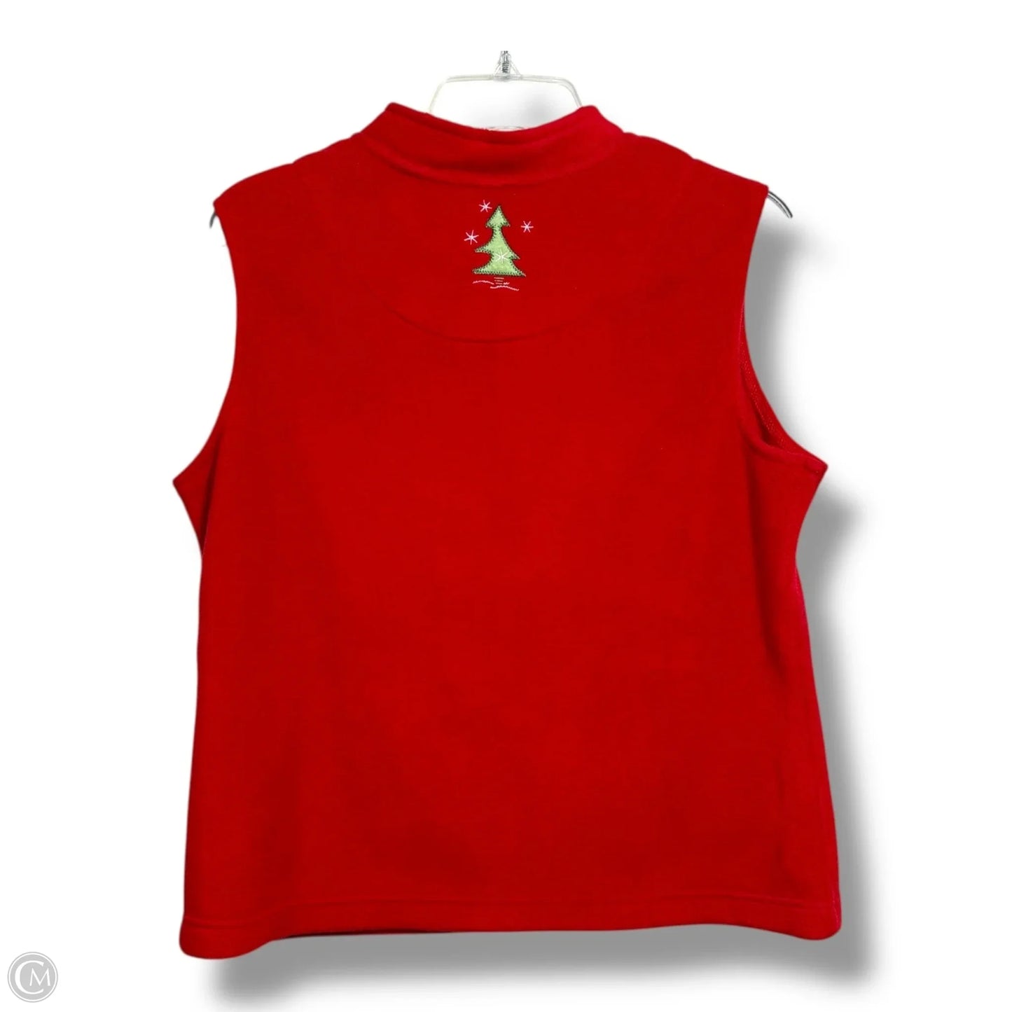 Holiday snowman Christmas Cardigan vest By Christopher And Banks In Red, Size: M