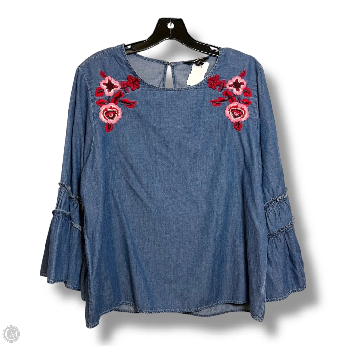 Top Long Sleeve By Express In Blue, Size: L