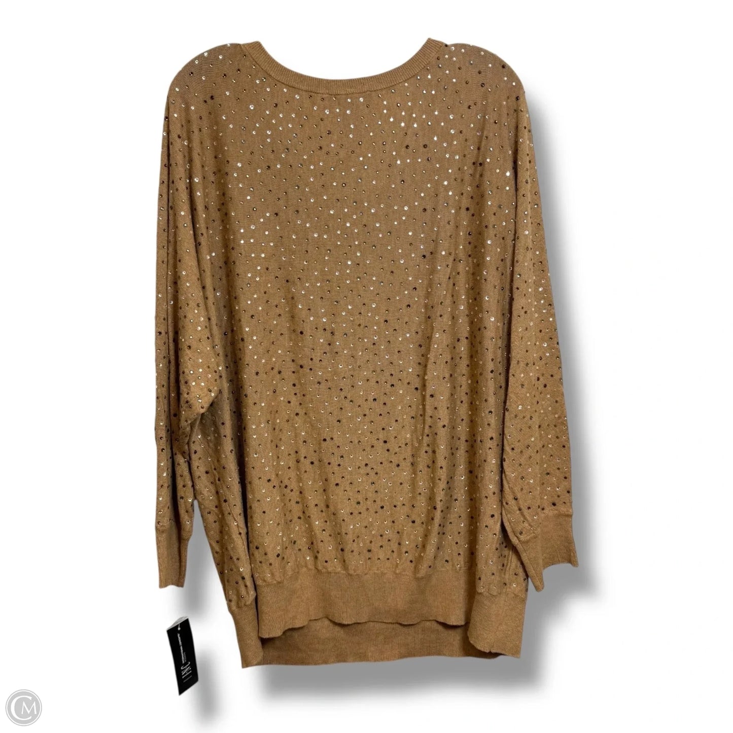 Top Long Sleeve By Inc In Tan, Size: 2x