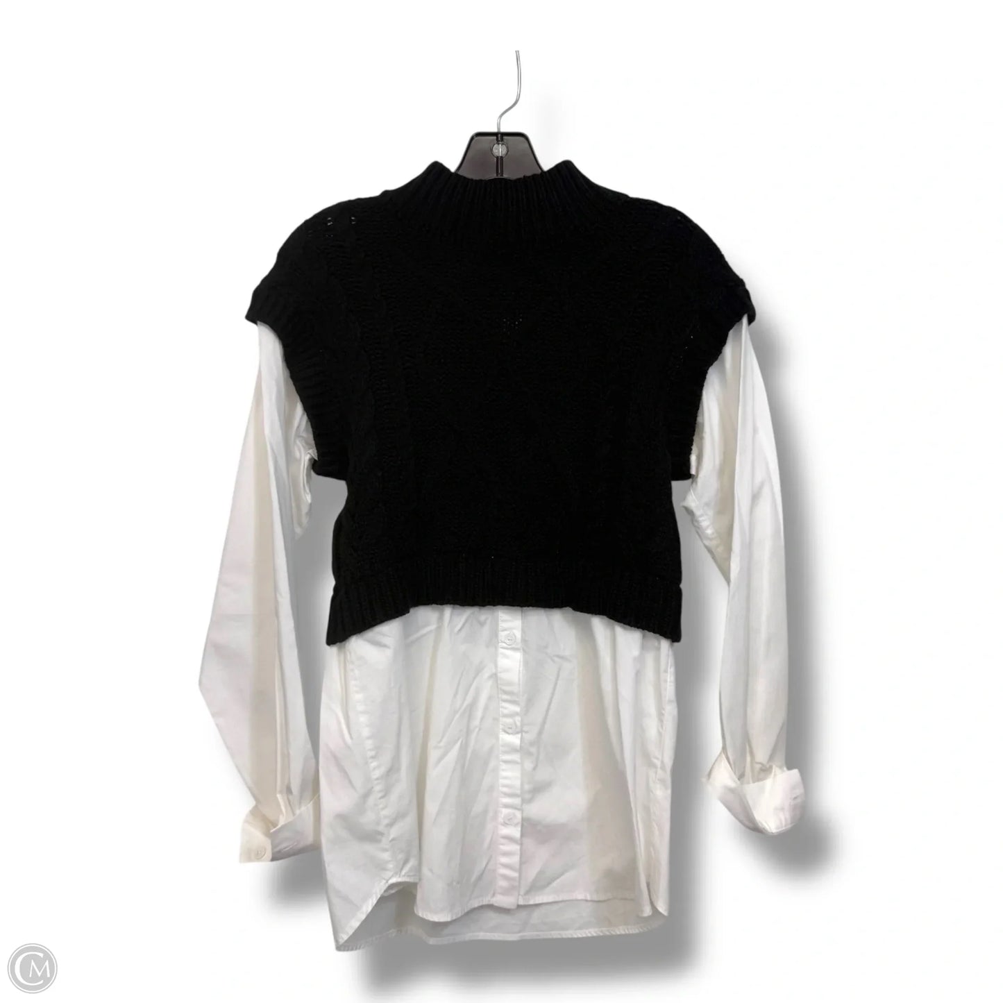 Top Long Sleeve By Clothes Mentor In Black & White, Size: S