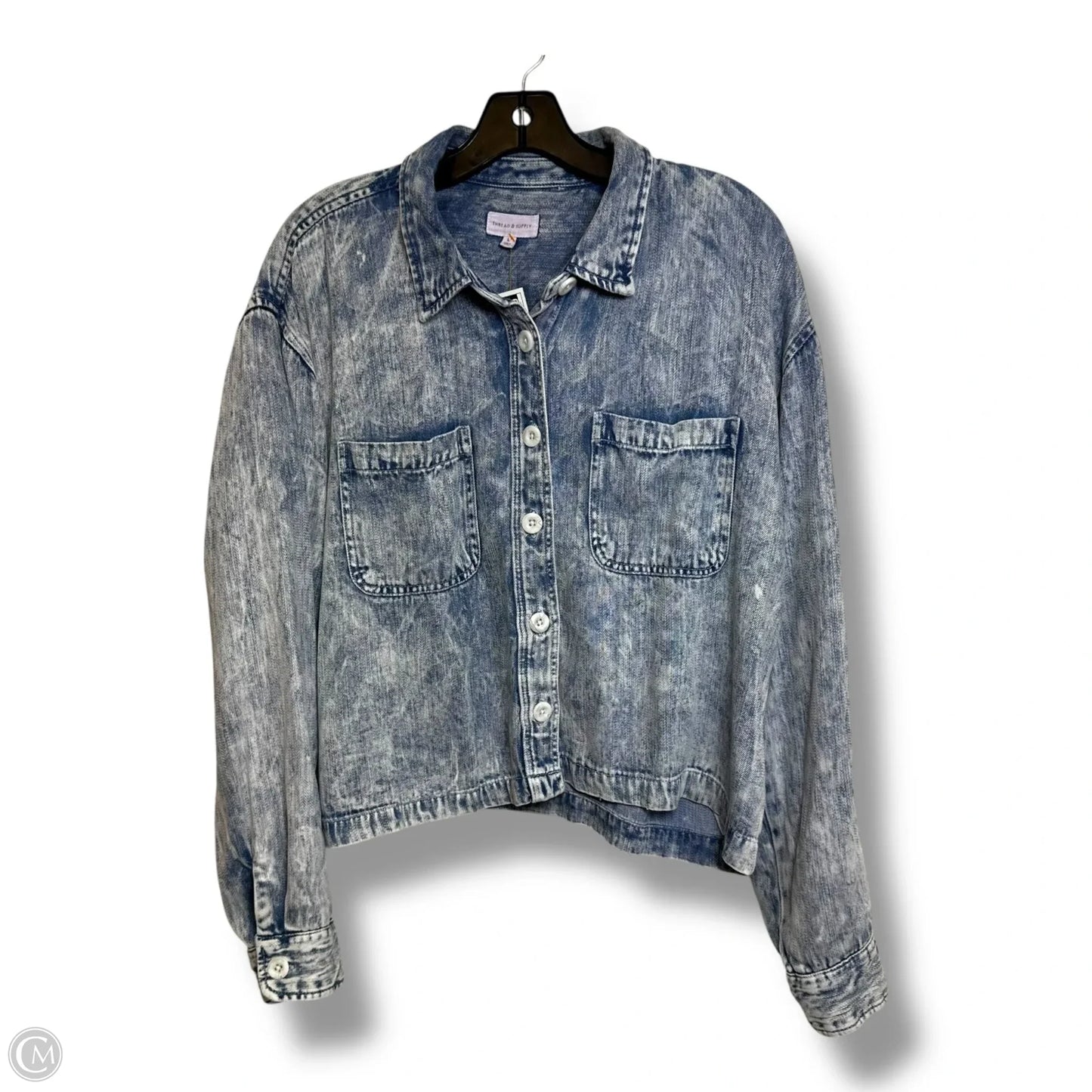 Top Long Sleeve By Thread And Supply In Blue Denim, Size: L