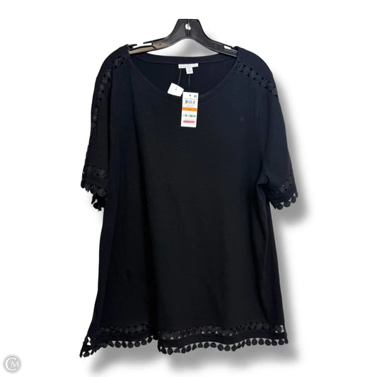 Top Short Sleeve By Charter Club In Black, Size: 3x