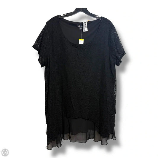 Top Short Sleeve By Simply Emma In Black, Size: 3x