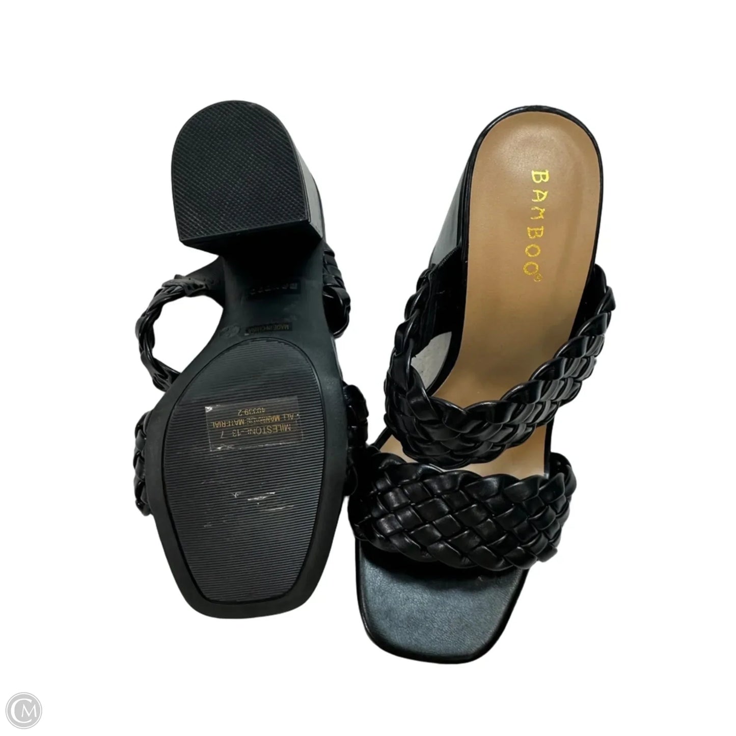 Sandals Heels Block By Bamboo In Black, Size: 7