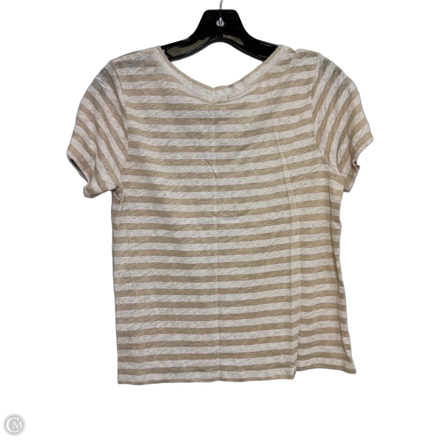 Top Short Sleeve Basic By J. Crew In Tan & White, Size: Xs