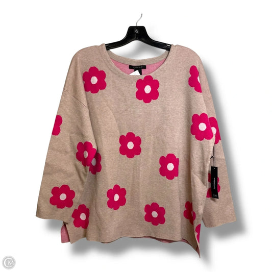 Flowers Sweater By Tahari In Beige, Size: Xl