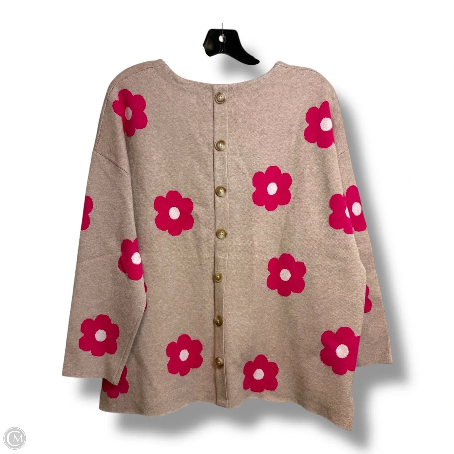 Flowers Sweater By Tahari In Beige, Size: Xl