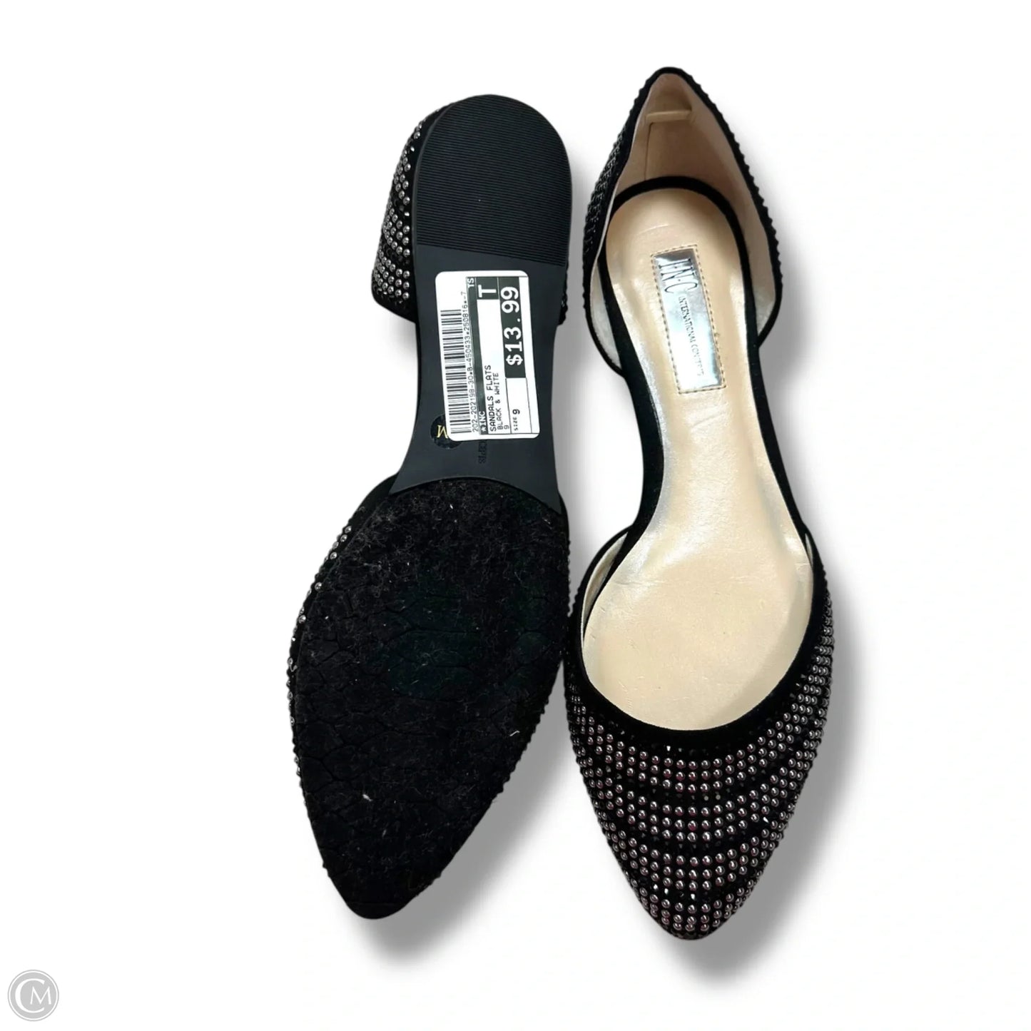 Sandals Flats By Inc In Black & White, Size: 9